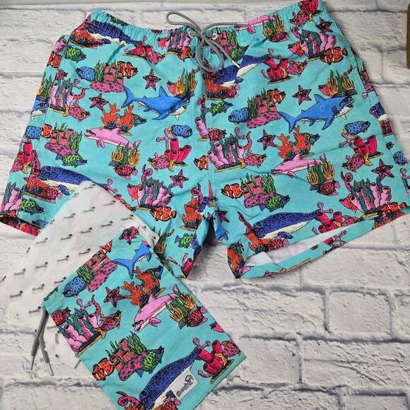 NWT Boardies Men's Mulga Ocean Blue Mid-Length Swim Short Sharks Starfish XXXL - Picture 1 of 14